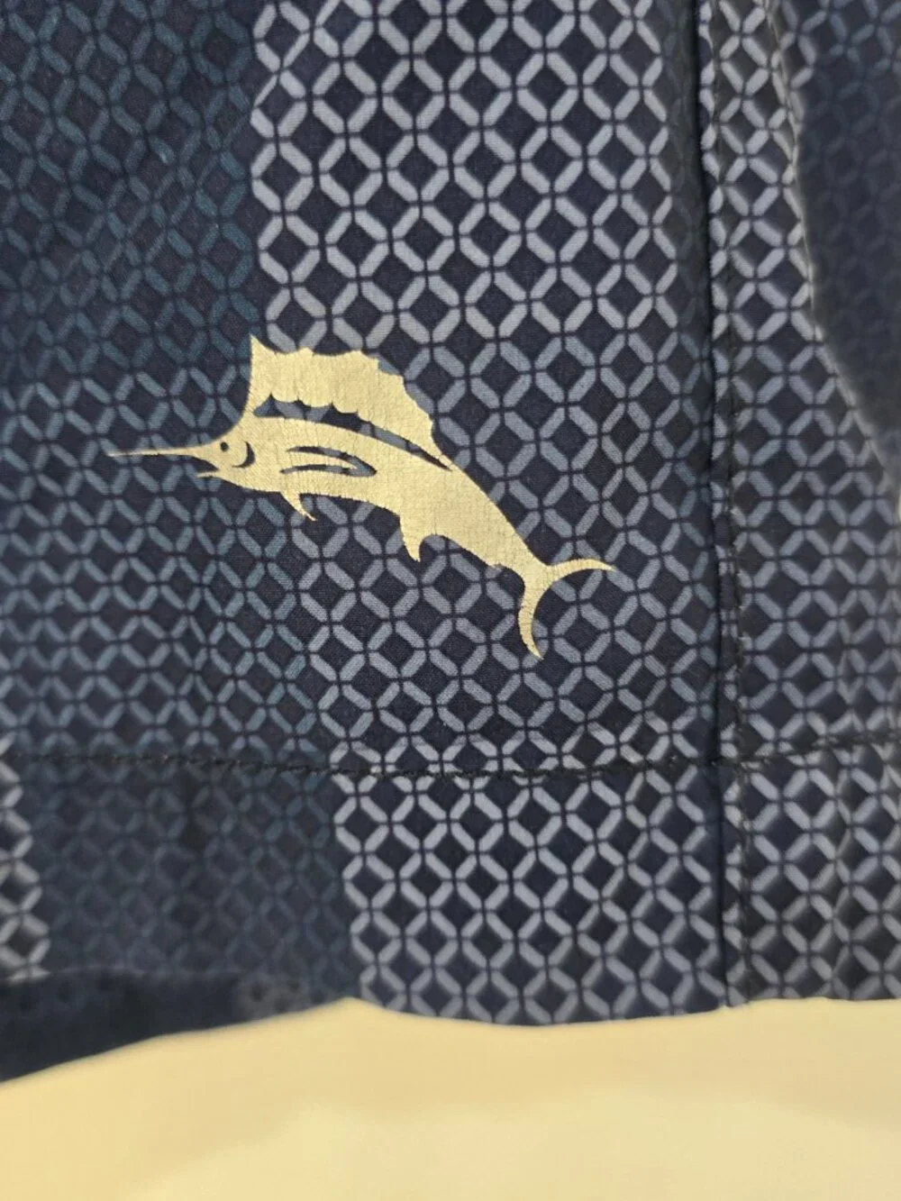 Tommy Bahama Men's Plaid Performance Flat Front Shorts Marlin Logo Blue Sz 34